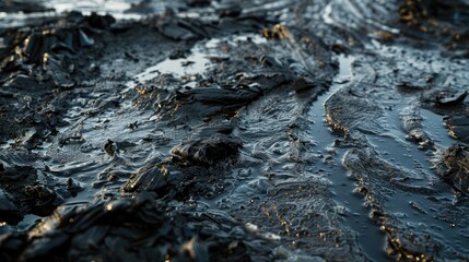 Spills of crude oil on the soil surface environment pollution