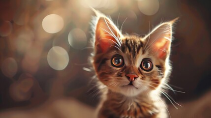 Smiling tabby cat playful. Generative AI