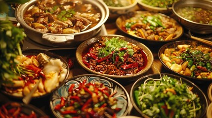 Fototapeta premium Snacks flavors Sichuan. Generative AI