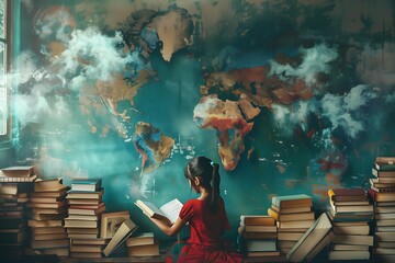 books on wooden table