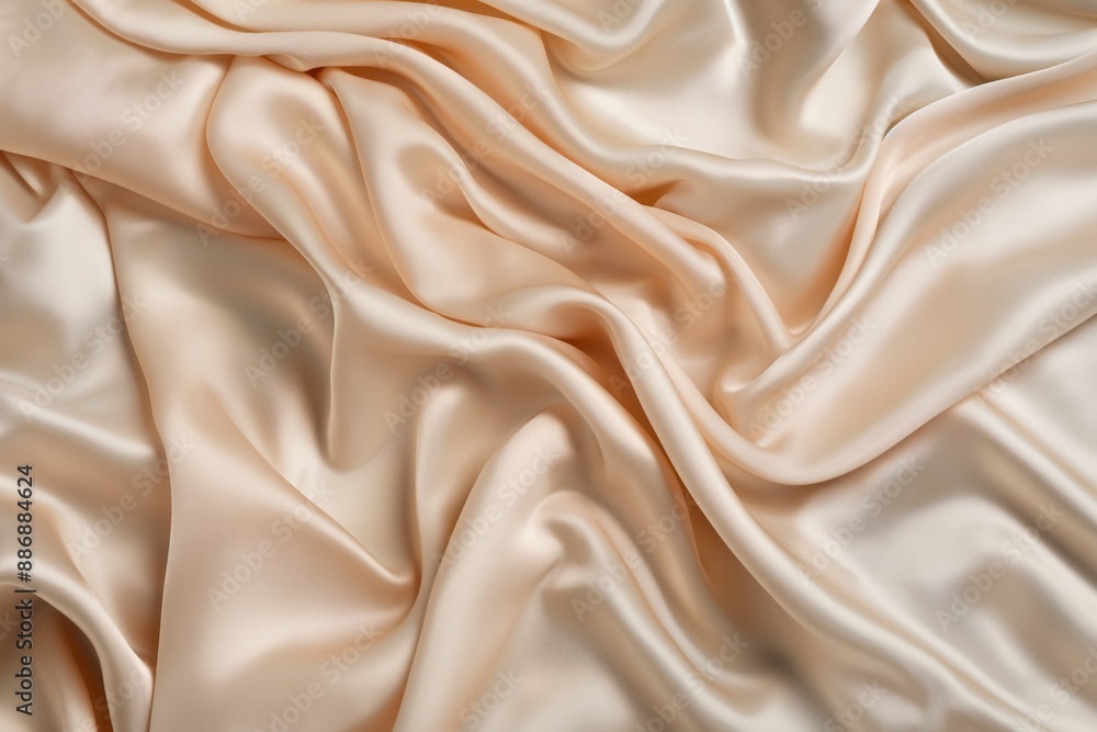 Poster Fabric texture close-up shows smooth Spandex material with subtle sheen. Folded pattern repeats across image width. Blurred background emphasizes fabric natural appearance.
