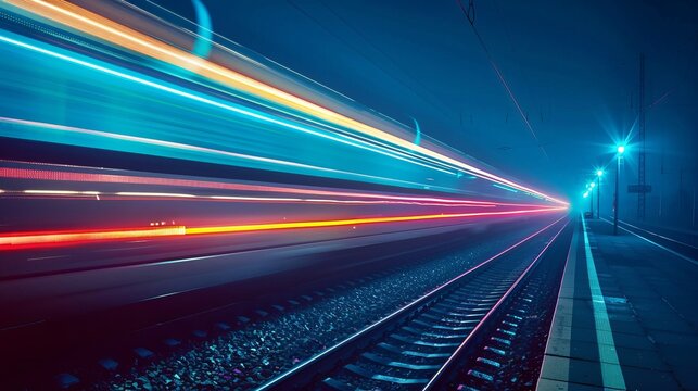 A bright streak from a passing night train