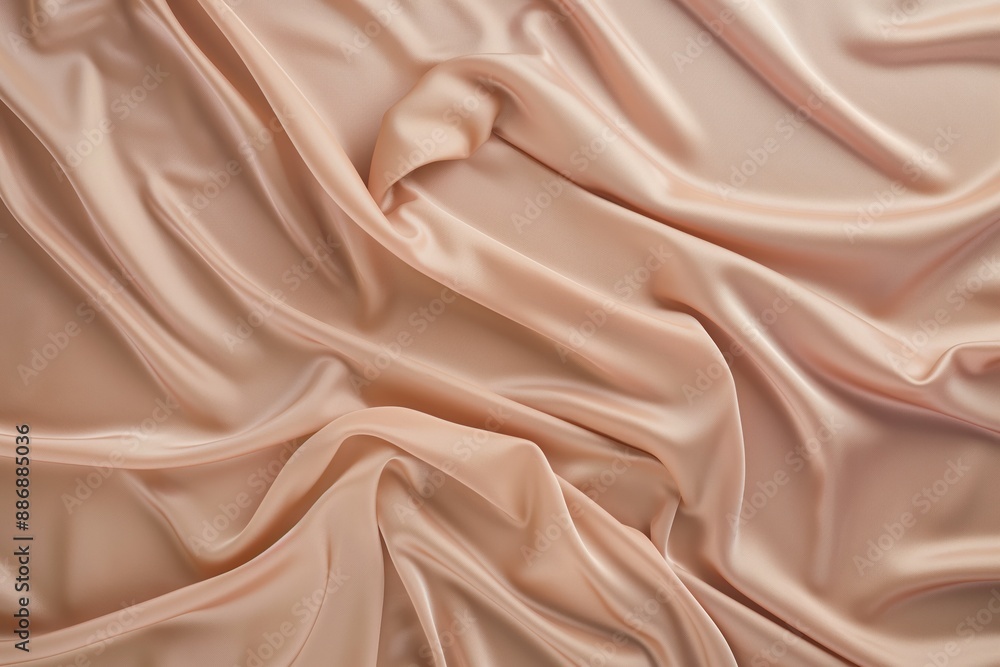 Poster Soft pink fabric texture with subtle pattern. Close-up view of Spandex cloth surface. Smooth natural material covering frame. Blurred background focuses on fabric design.