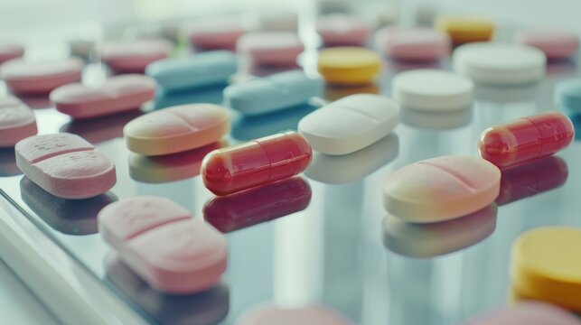 Pharmaceutical tablet and medical concepts with copy space