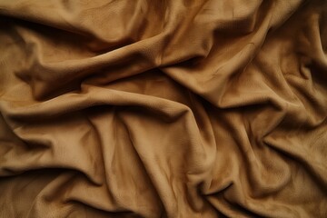 Brown leather texture close-up on gray background. Wrinkled surface adds depth to image. Rich brown color stands out against neutral background. Perfect for design and decoration projects.