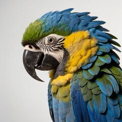 Fototapeta premium A beautiful bird Harlequin Macaw isolate on white background.