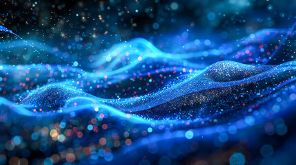 Modern Digital Abstract 3D Background: Futuristic Cyberspace and Data Transfer in Wireless Networking Technology for Science and Education