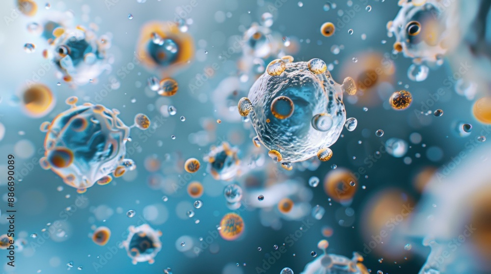 Poster a 3d rendering of a virus. ai.