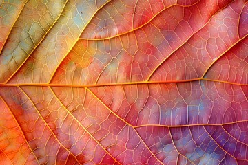 Obraz premium Close-Up of a Colorful Leaf Vein Pattern