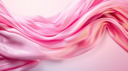 Obraz premium A pink silk fabric waves in the wind against a pink backdrop, its gentle form mirroring that of a soft, flowing wave