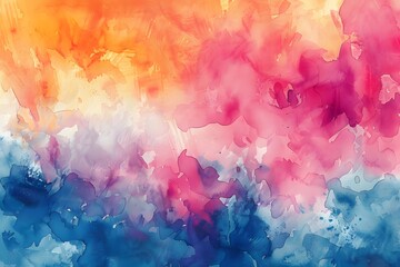 Fototapeta premium Vibrant Abstract Watercolor Painting with Warm and Cool Tones