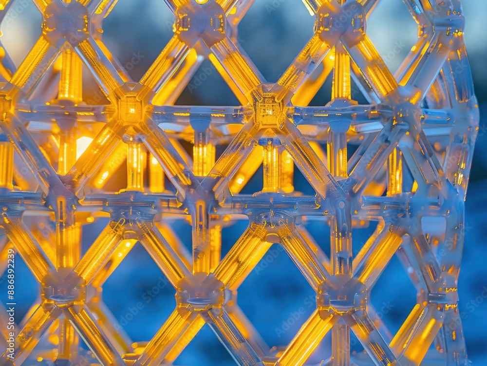 Poster 3d rendering of a crystal lattice structure. ai.