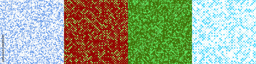 Poster abstract random halftone dot pattern set