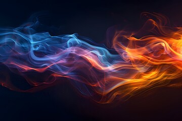 Fototapeta premium Mesmerizing Abstract Waves of Blue and Orange Light