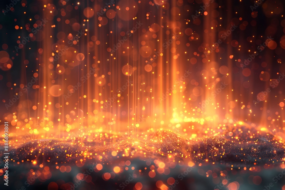 Aufkleber Mesmerizing Display of Glowing Particles in a Fiery Abstract Scene