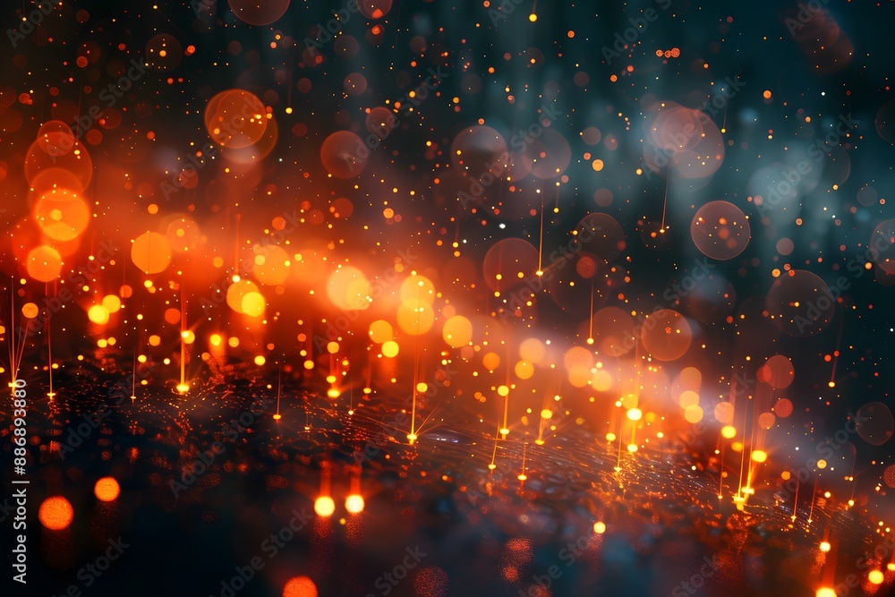 Poster mesmerizing abstract light bokeh with glowing particles