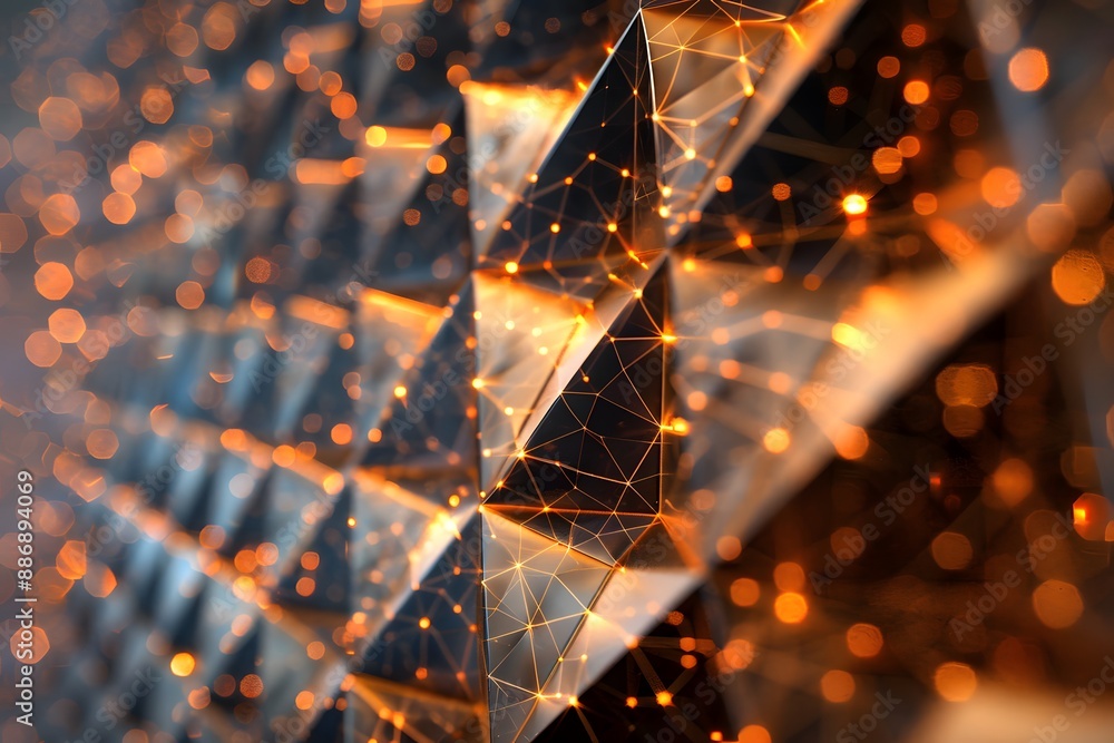 Poster abstract geometric network with glowing nodes