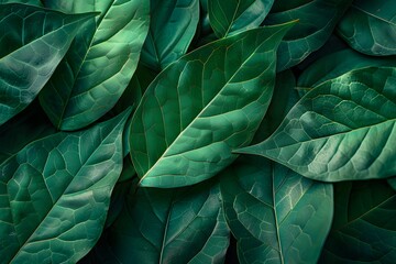 Lush Green Leaves with Intricate Veins