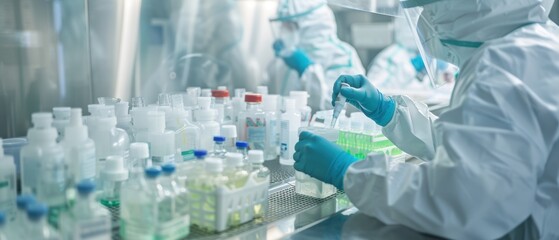 Scientific Technicians Analyzing Mineral Samples in Laboratory Setting