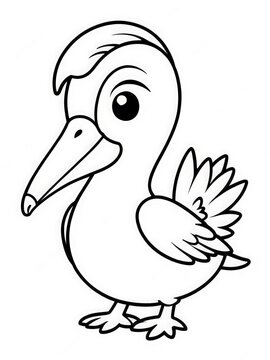 recommend clip art: Coloring Page Outline Of Cartoon Pelican Bird Vector Illustration. Generative AI.