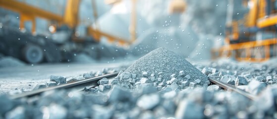 Industrial Conveyor System Transporting Raw Minerals in Manufacturing Plant