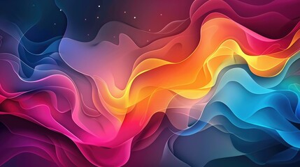 Fototapeta premium swirling iridescent waves shimmer with neon hues creating a mesmerizing holographic effect in motion for dynamic digital backgrounds