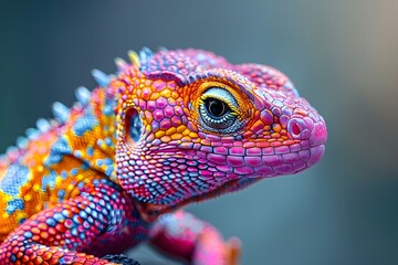 Obraz premium Vibrant Close-Up of a Colorful Lizard