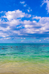 Tropical Caribbean beach sea clear water Playa del Carmen Mexico.