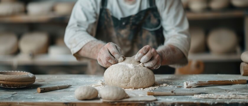 Skilled craftsman shaping a felt hat with traditional tools in workshop - Powered by Adobe