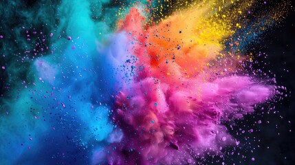 Fototapeta premium colorful rainbow holi paint splash with color powder explosion for a vibrant and playful visual effect