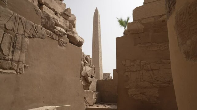 View of Obelisk of Thutmose I from Hypostyle Hall, Karnak, Thebes, UNESCO World Heritage Site, Egypt, North Africa, Africa