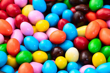Mix of colorful candies . Multicolored unhealthy background. Sweet dessert
