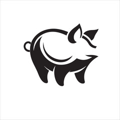Pig graphic icon. Pig black silhouette isolated on a white background. Vector illustration