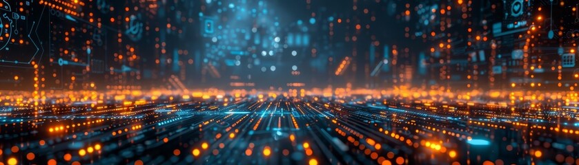 Holographic data exchange, advanced networks, futuristic communication hub, digital technology