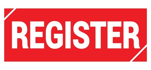 REGISTER text written on red stamp sign.