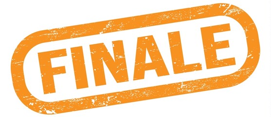 FINALE, text on orange rectangle stamp sign.