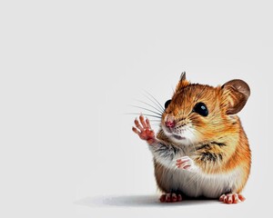 A little hamster. The background is plain white, there is a place to copy.