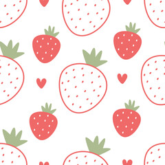 Seamless pattern with cartoon strawberries. colorful vector. hand drawing, flat style. design for fabric, print, textile, wrapper