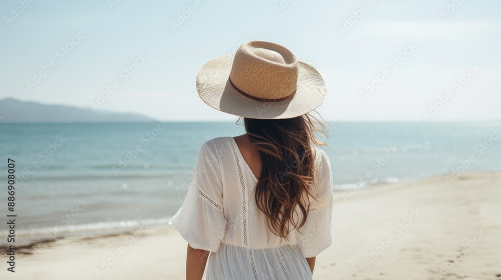 Wall mural A woman with long brown hair