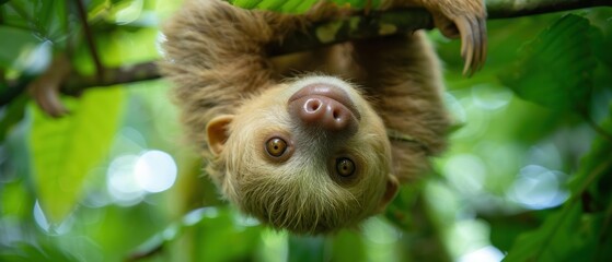Obraz premium Serene Sloth Relaxing in the Amazon Rainforest Canopy