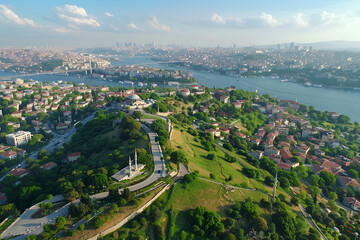 Fototapeta premium A bird's-eye view of the Hagia Sophia Cathedral. Istanbul, Turkey