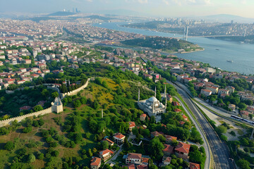 Obraz premium A bird's-eye view of the Hagia Sophia Cathedral. Istanbul, Turkey