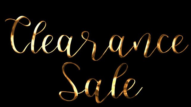 Golden text on black background, Clearance Sale. Ideal for marketing materials, social media posts, website banners, and promotional emails