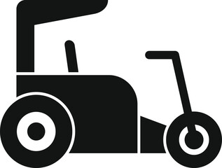 Simple icon of a modern three wheeled electric vehicle with roof for personal transportation
