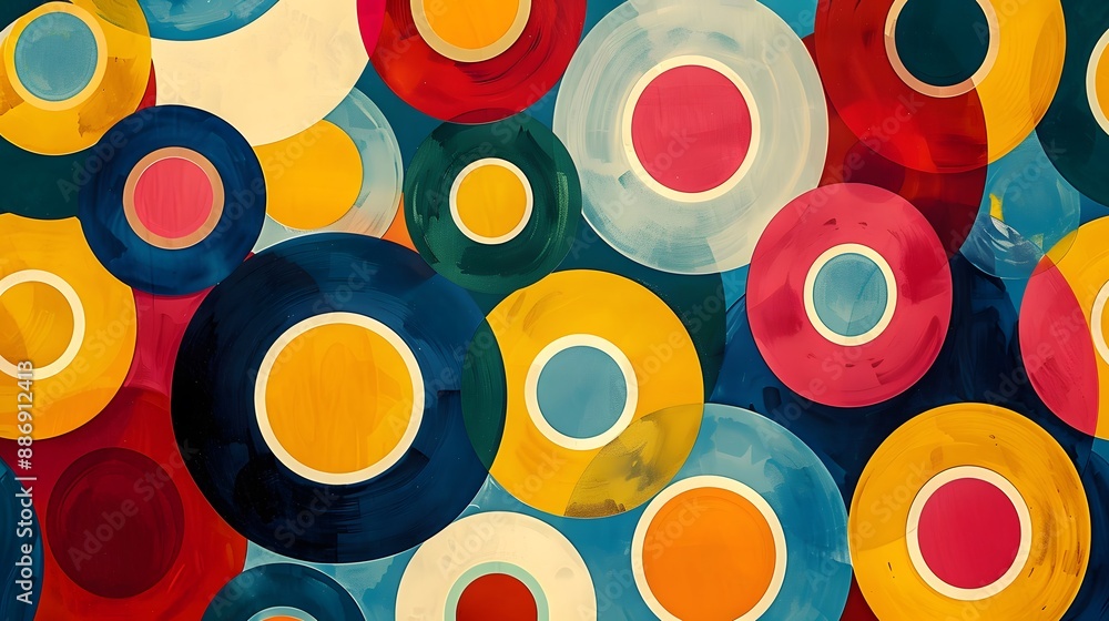 Poster vibrant abstract circles in a colorful pattern