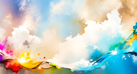 Fototapeta premium Abstract Watercolor Background with Vibrant Colors and Swirling Shapes