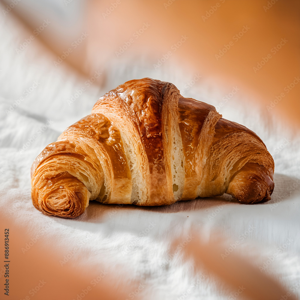 Wall mural croissant on a wooden table