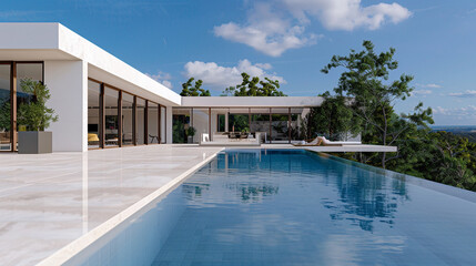 Modern villa featuring clean lines and an infinity pool.