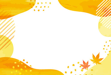 敬老の日　秋　紅葉　水彩風 曲線 フレーム 