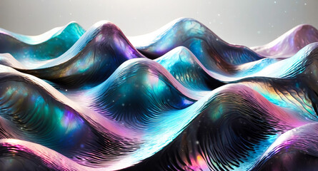 Obraz premium Abstract Wavy Background with Iridescent Colors